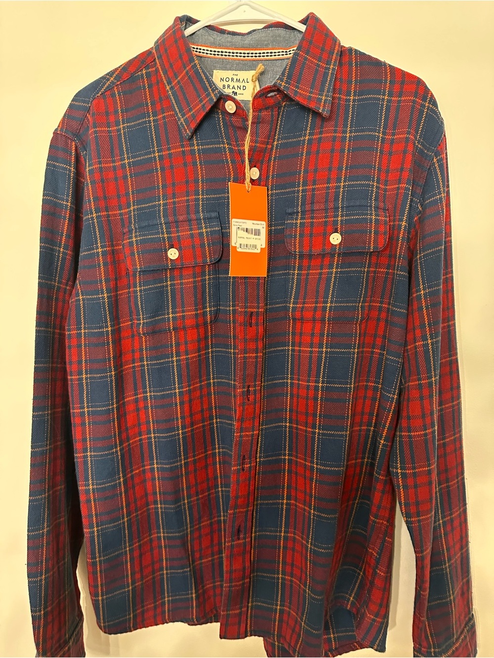 The Normal Brand NWT Red Navy Plaid Flannel Shirt Men’s M